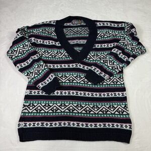 Vintage‎ Paris Sport Club Sweater Womens Large Geometric Knit Fisherman Ireland